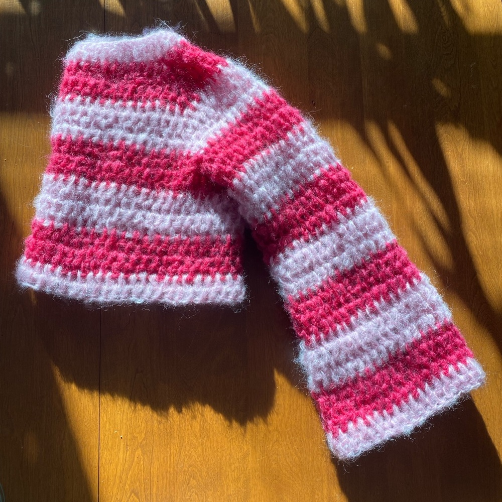 Handmade Pink Striped Mohair Sweater